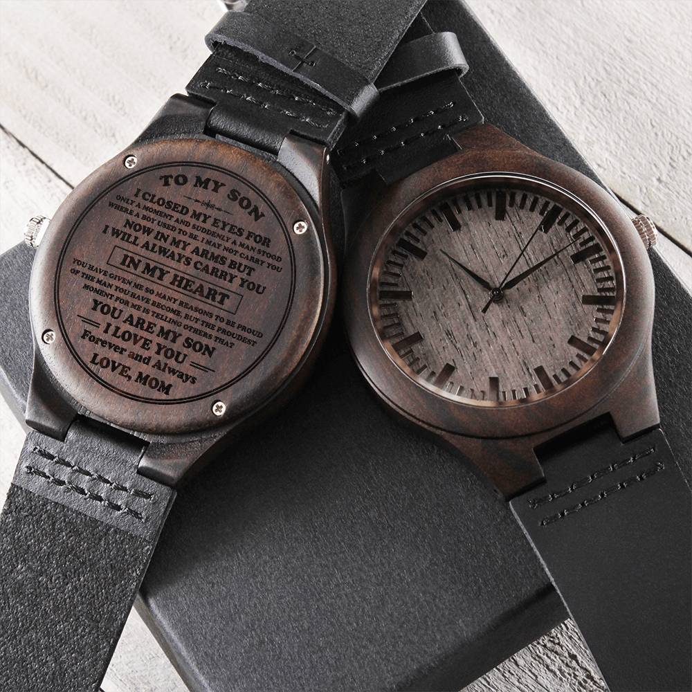 To My Son Wood Watch Gift For Son From Mom Son's Birthday Graduation Christmas Gift Engraved Wooden Watch