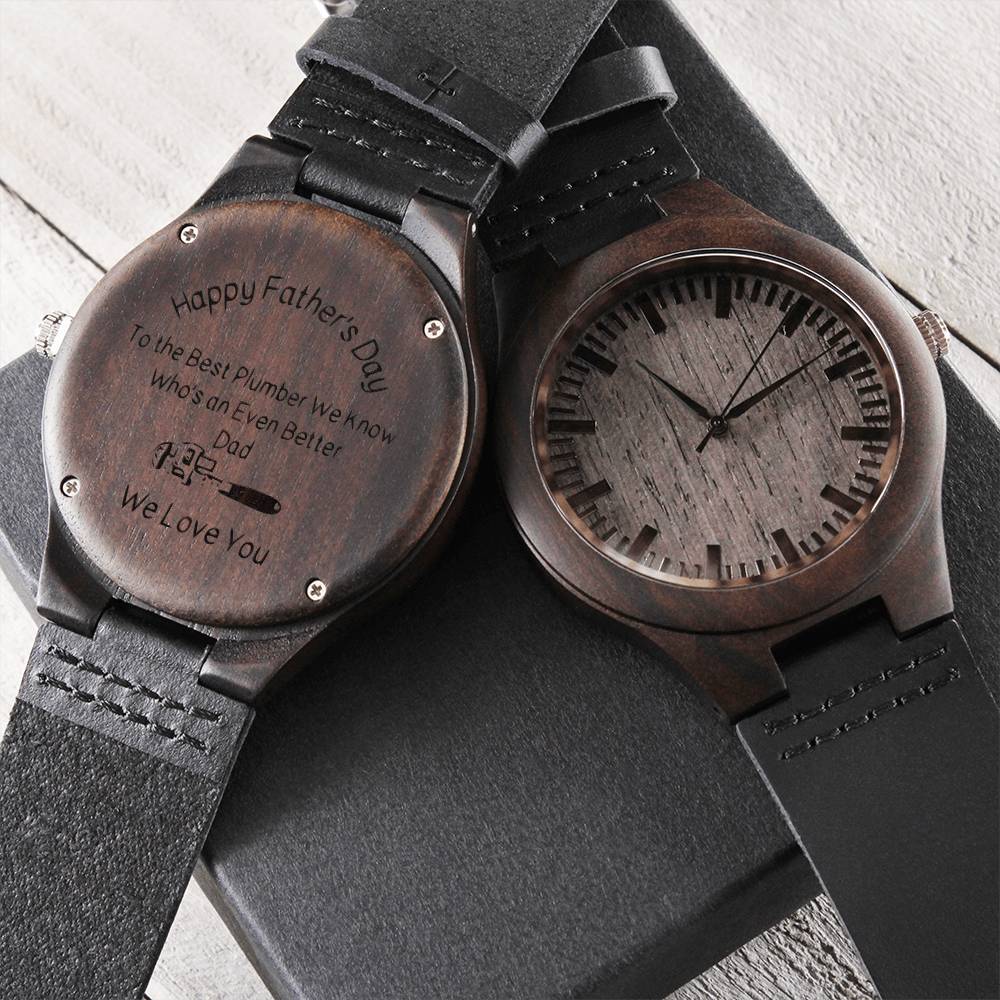 Plumber Father's Day Watch Gift For Dad On Father's Day Father's Day Gift For Dad Dad Watch Thank You Dad Unique Dad G Engraved Wooden Watch