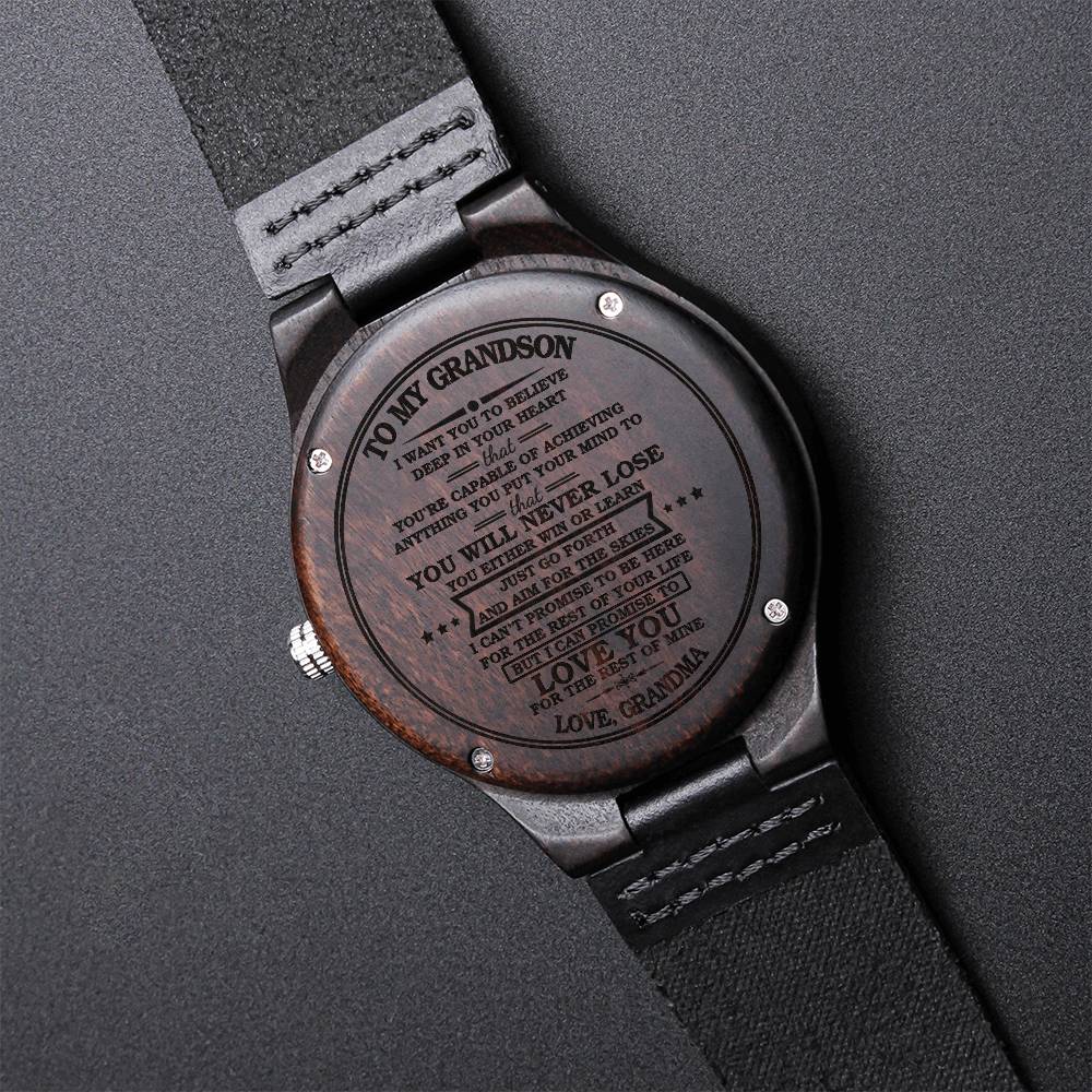 To My Grandson Watch For Boy Sentimental Gift Grandson Birthday Graduation Gift Idea Engraved Wooden Watch