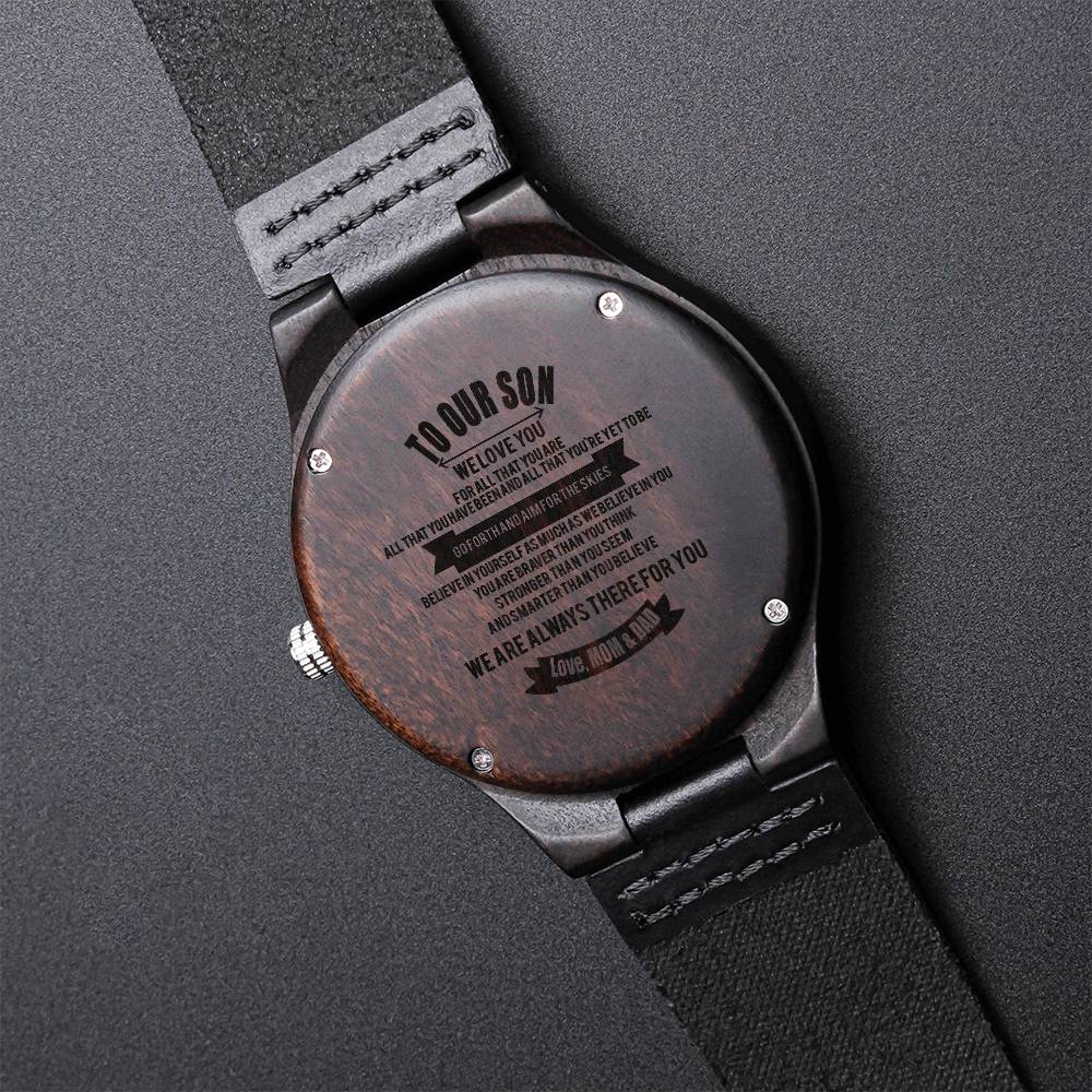 Gift For Son From Parents We're Always There For You Engraved Wooden Watch