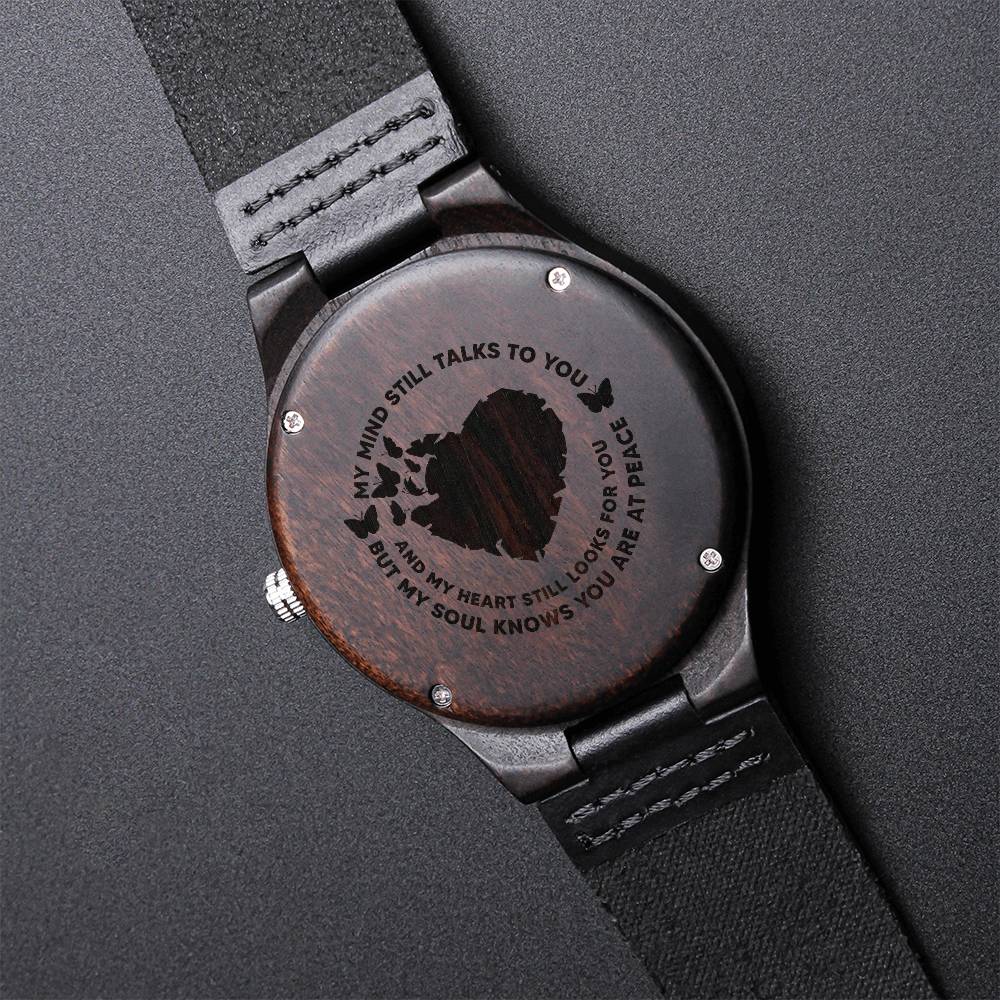 Butterflies My Mind Still Talks To You Gift For Man Engraved Wooden Watch