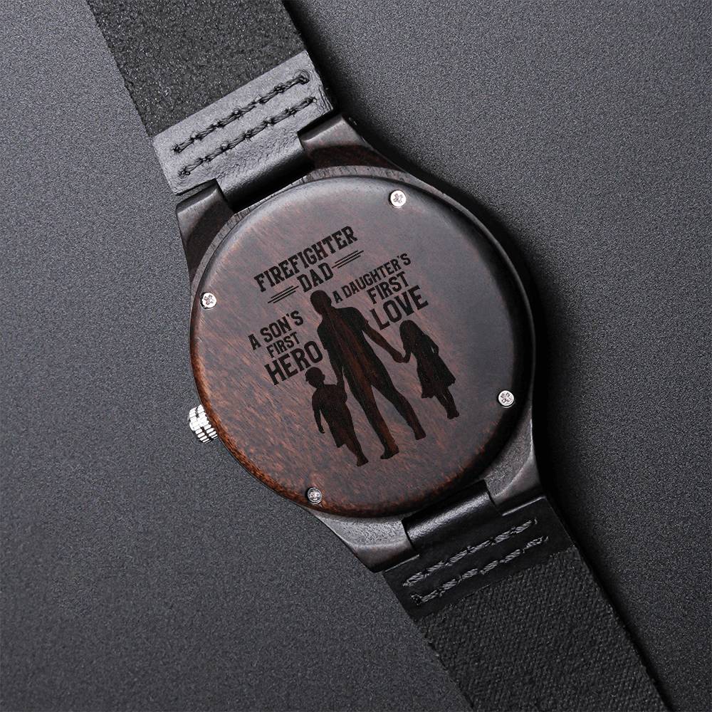 Firefighter Dad - Engraved Wooden Watch