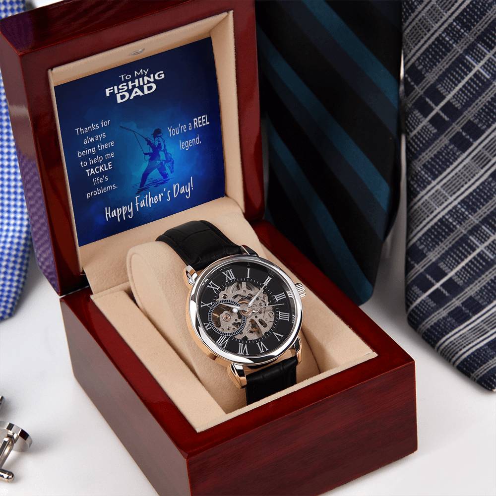 To My Fishing Dad Gift Watch Openwork Watch With Message Card For Dad Father's Day Gift From Son Father's Day Gift From Daughter Dad Present(1)