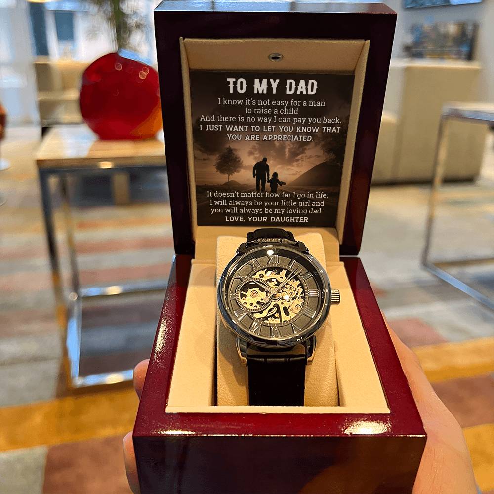 Gift For Dad From Daughter Raise A Child Men's Openwork Watch