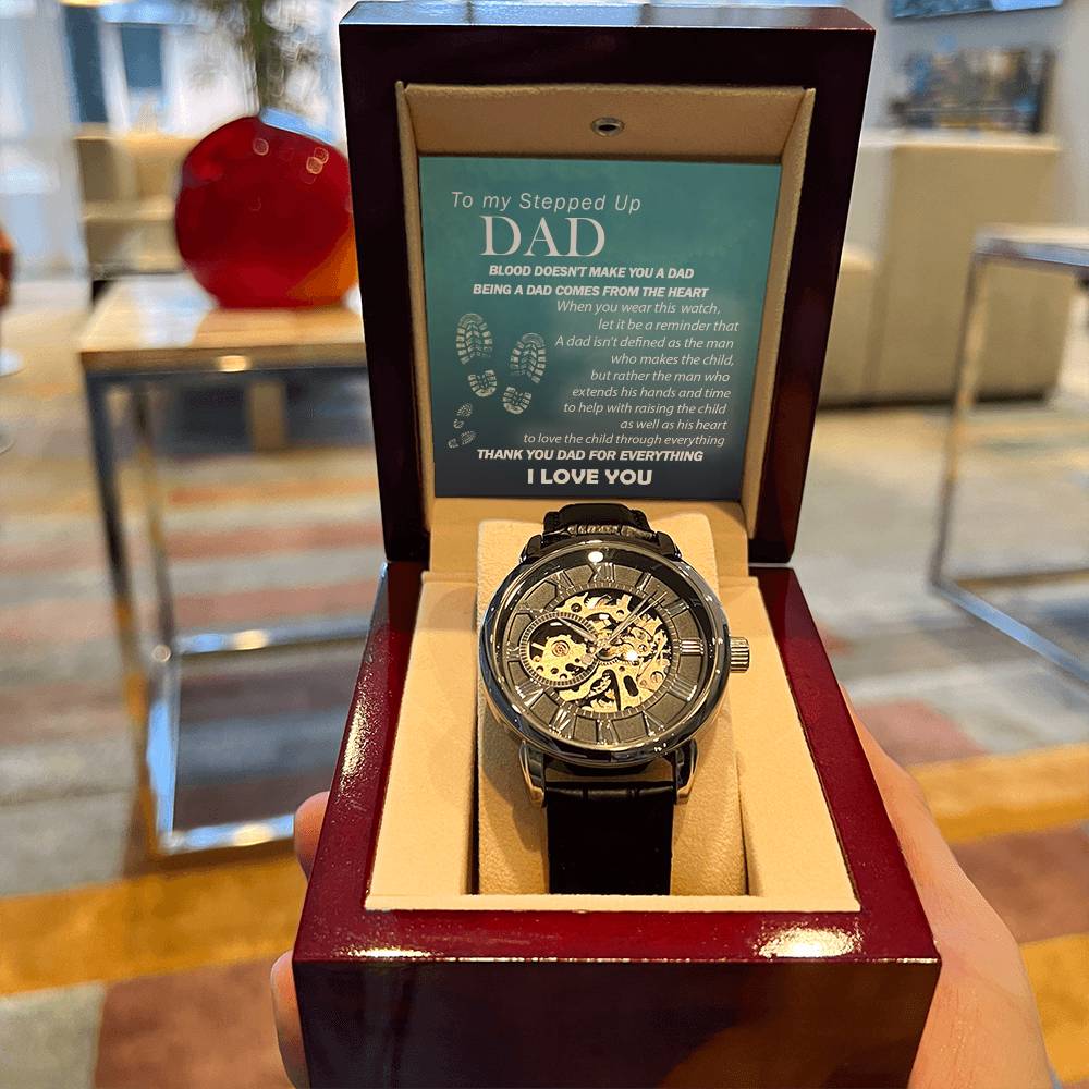 To My Stepped Up Dad Openwork Watch For Step Dad Father's Day Gift Stepdad Gift