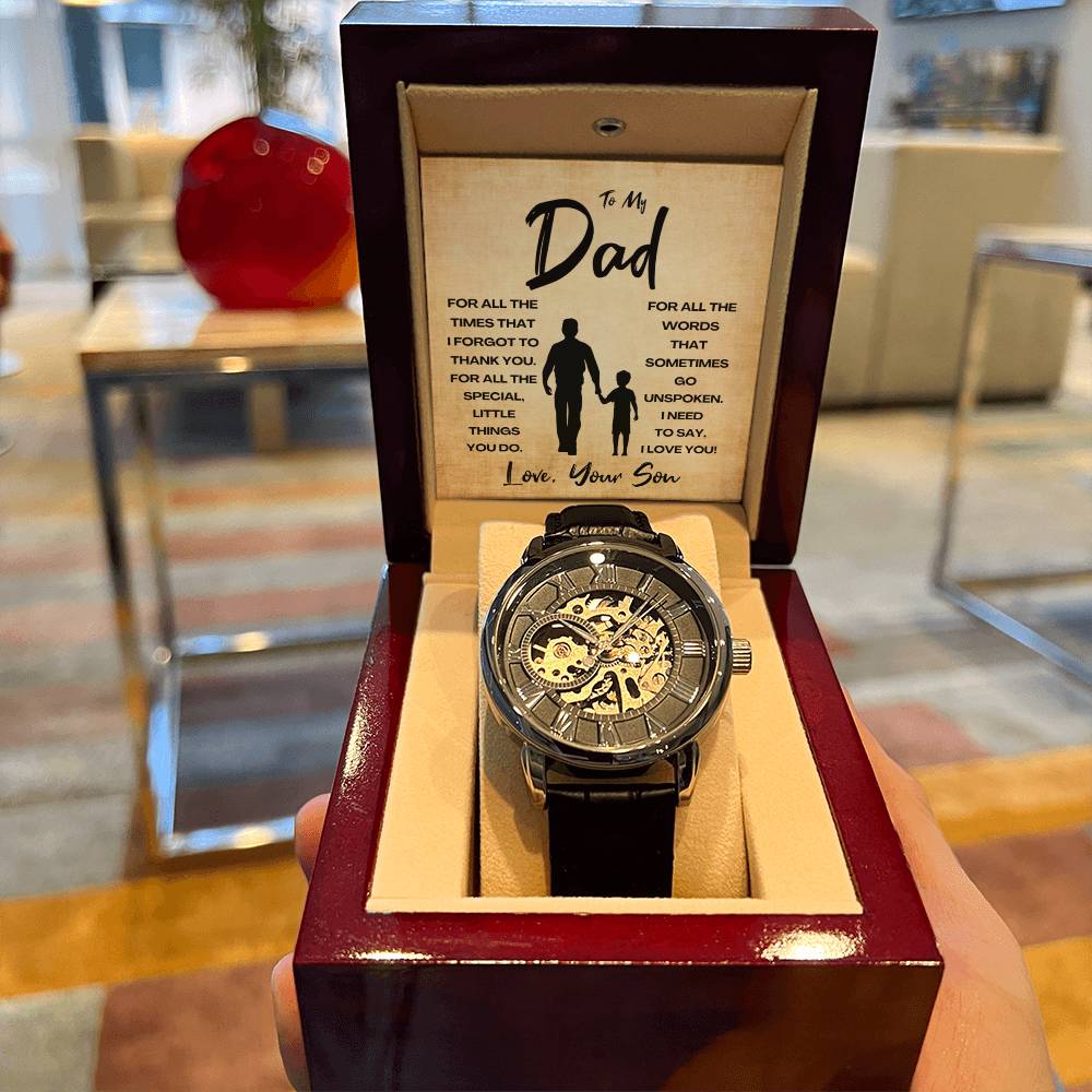 Fathers Day Gift For Dad From Son Sentimental Father Gift Openwork Watch Meaningful Dad Gift Best Fathers Day Gift Daddy Watch