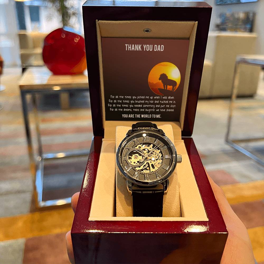 Wrist Watch For Dad Men's Openwork Watch Father's Day Gift From Daughter Gift From Son Dad Birthday Gift Watch With Message Card(1)