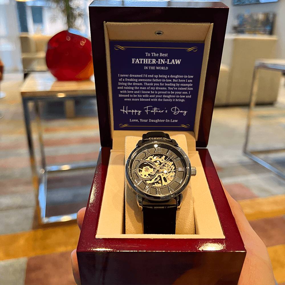 To The Best Father-In-Law Watch Gift For Father-In-Law Openwork Watch