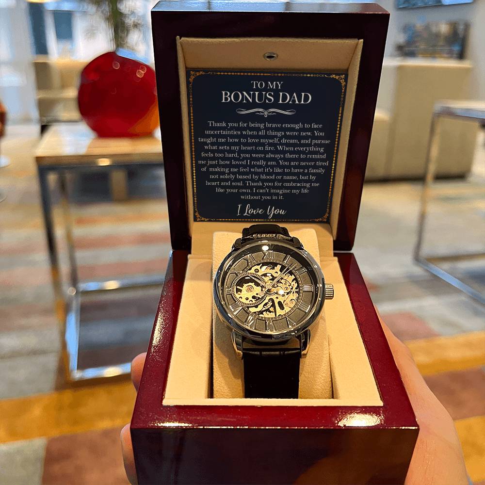 Bonus Dad Gift From Daughter To My Bonus Dad Watch Father's Day Gift Step Dad Birthday Gift Openwork Watch