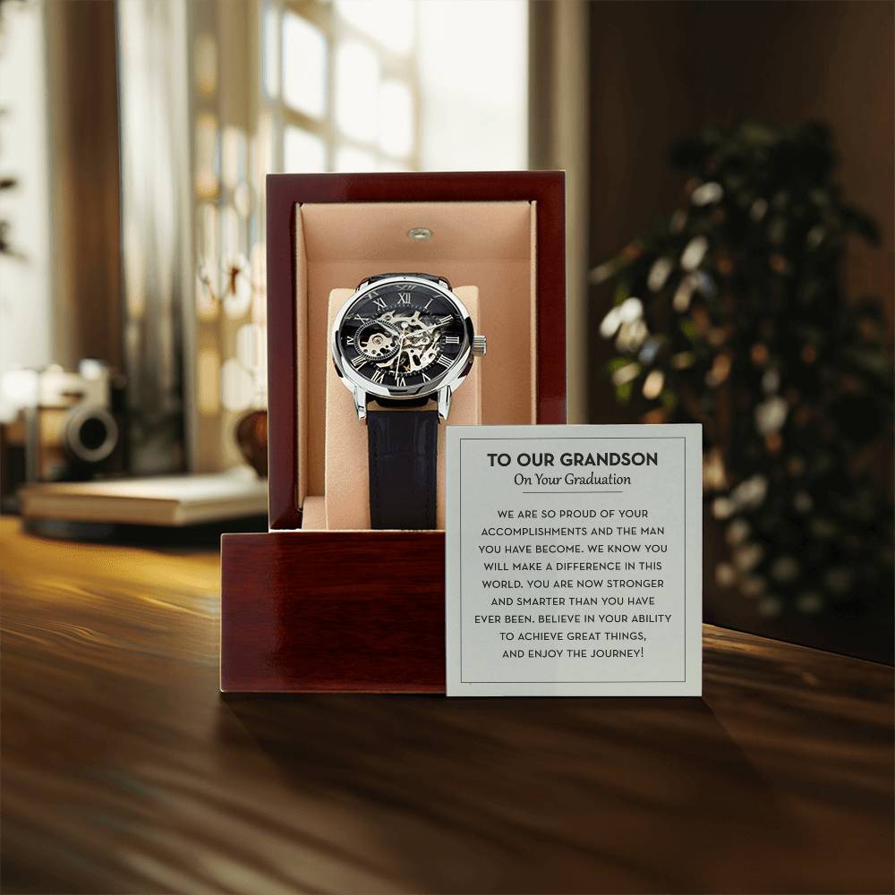Graduation Gift For Grandson, Grandson Openwork Watches, Grandson Graduation Gift