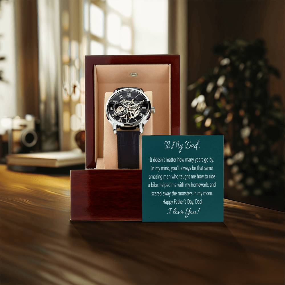 Wrist Watch For Dad Men's Openwork Watch Father's Day Gift From Daughter Gift From Son Dad Birthday Gift Watch With Message Card(3)