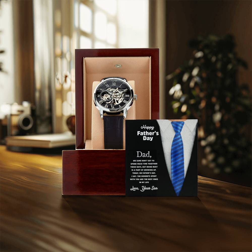 To My Dad Gift Watch Openwork Watch For Dad Father's Day Watch With Message Card Father's Day Gift To Dad From Son