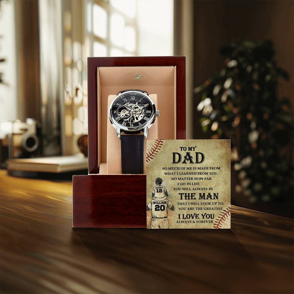 To My Dad Openwork Watch Gift For Dad From Son Father's Day Gift Birthday Christmas Gift