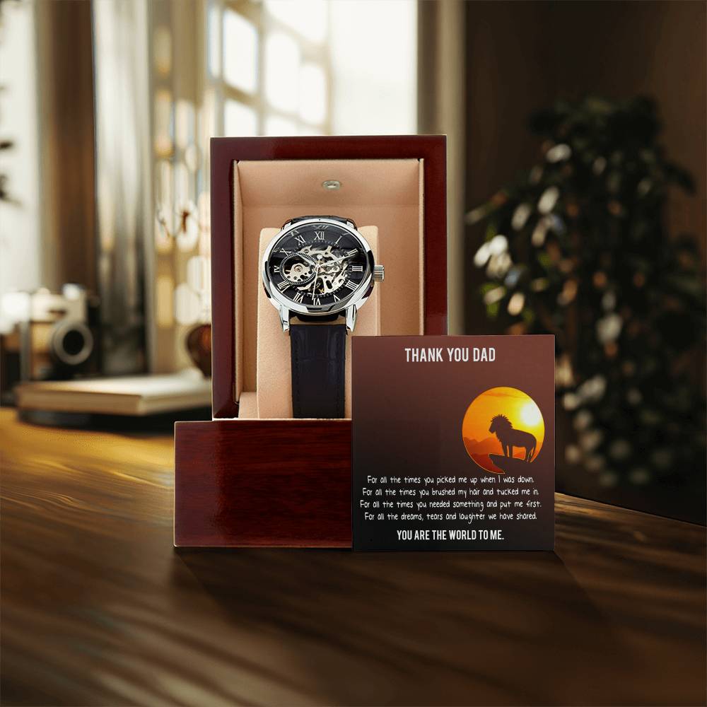 Wrist Watch For Dad Men's Openwork Watch Father's Day Gift From Daughter Gift From Son Dad Birthday Gift Watch With Message Card(1)