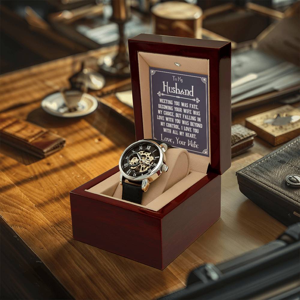 To My Husband - Meeting You Was Fate - Men's Openwork Watch - Gift For Husband