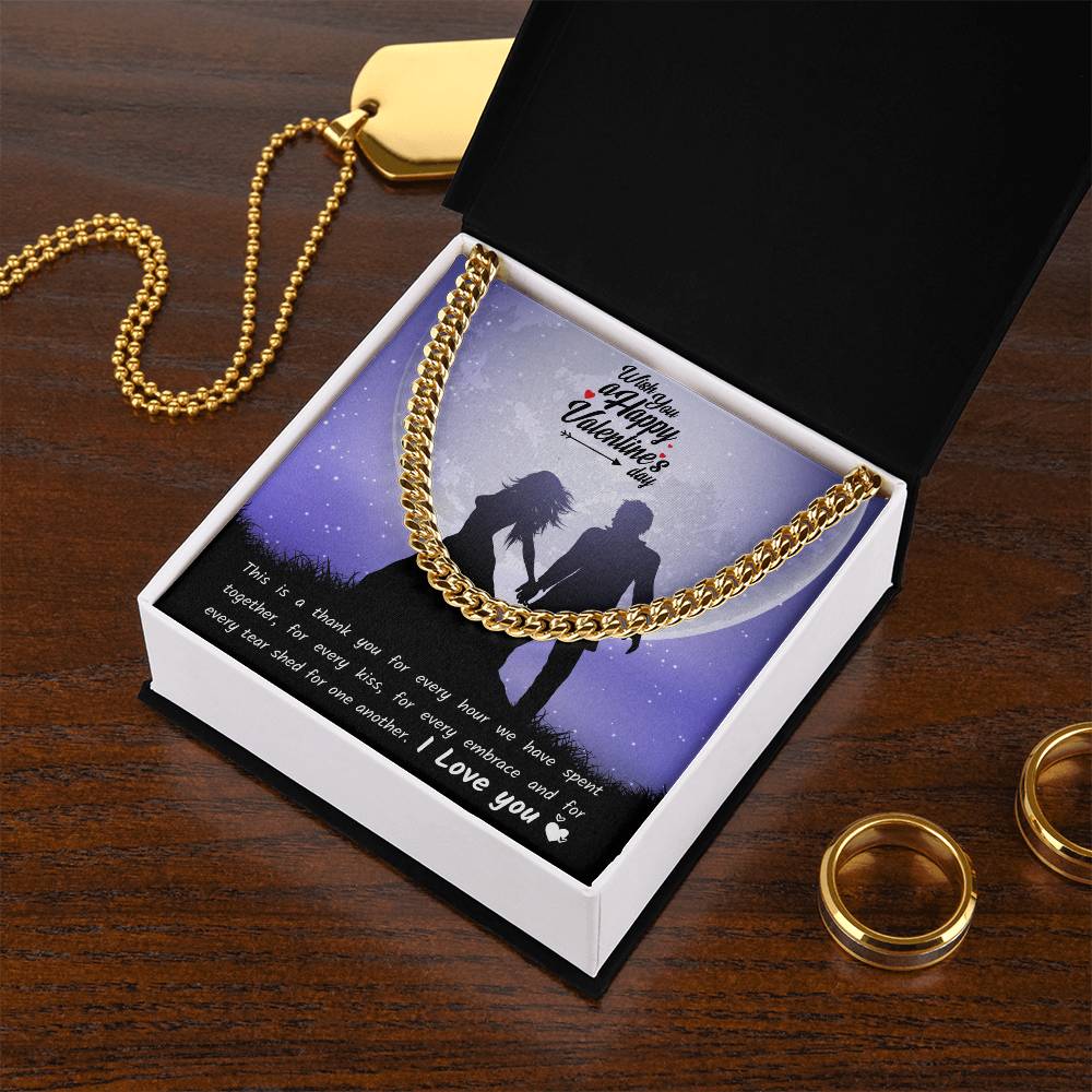 Valentines Day Necklace Gift For Boyfriend Husband Perfect Love Gift For Him Cuban Link Chain