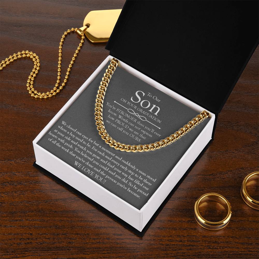 To Our Son Gift On Graduation Day Meaningful Graduation Gift For Son From Mom And Dad Graduation Necklace For Men Cuban Link Chain