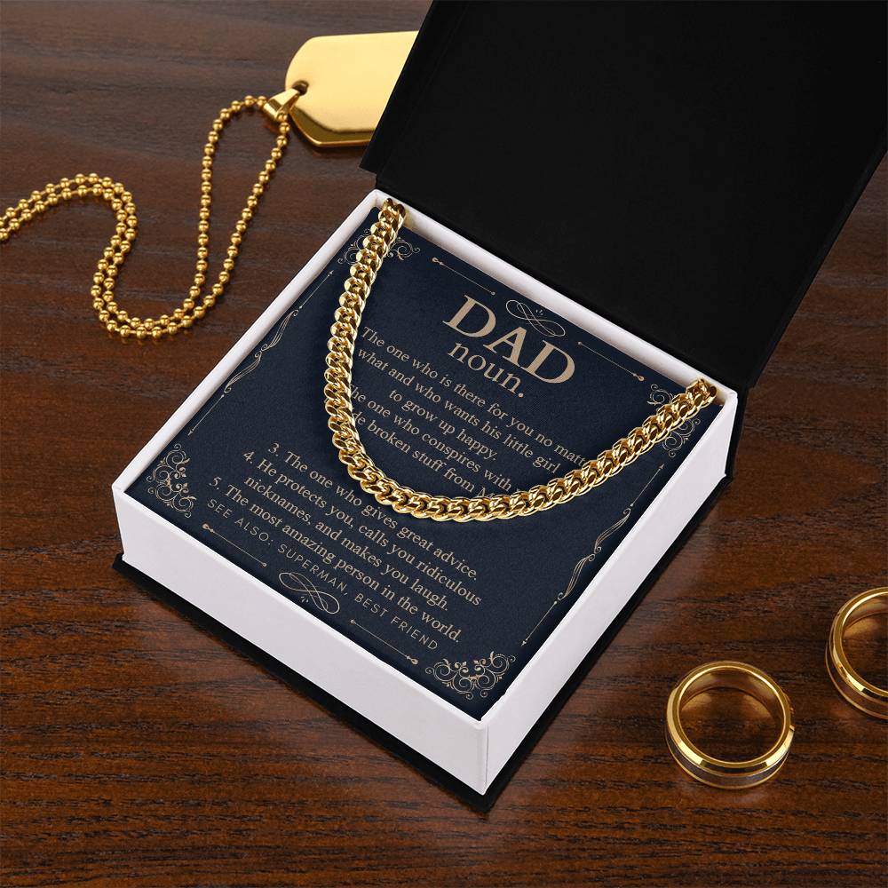 To My Dad Necklace Gift For Dad From Daughter Dad Birthday Anniversary Gift Cuban Link Chain