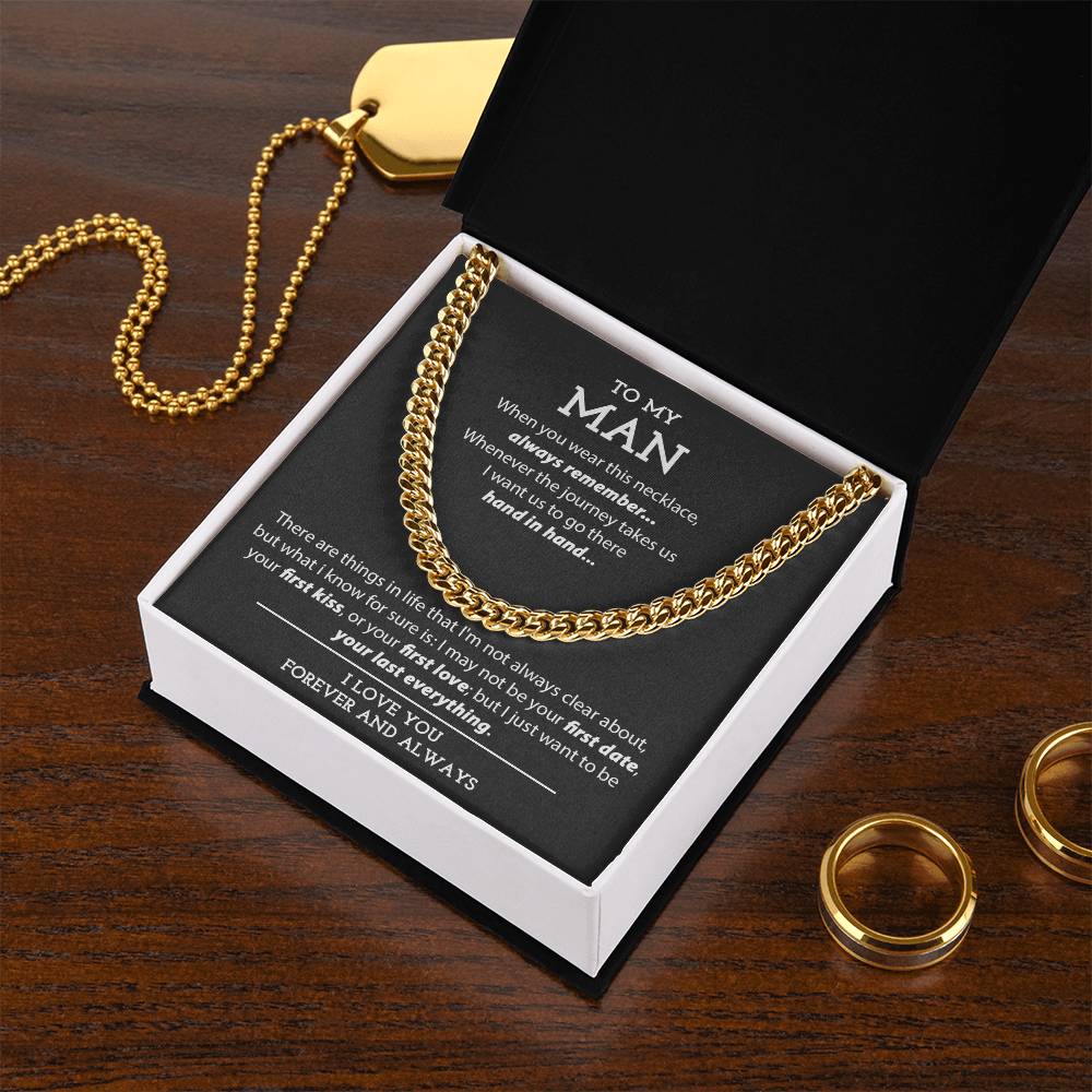 To My Man Necklace Promise Necklace For Him Anniversary Gift For Boyfriend Husband Cuban Link Chain