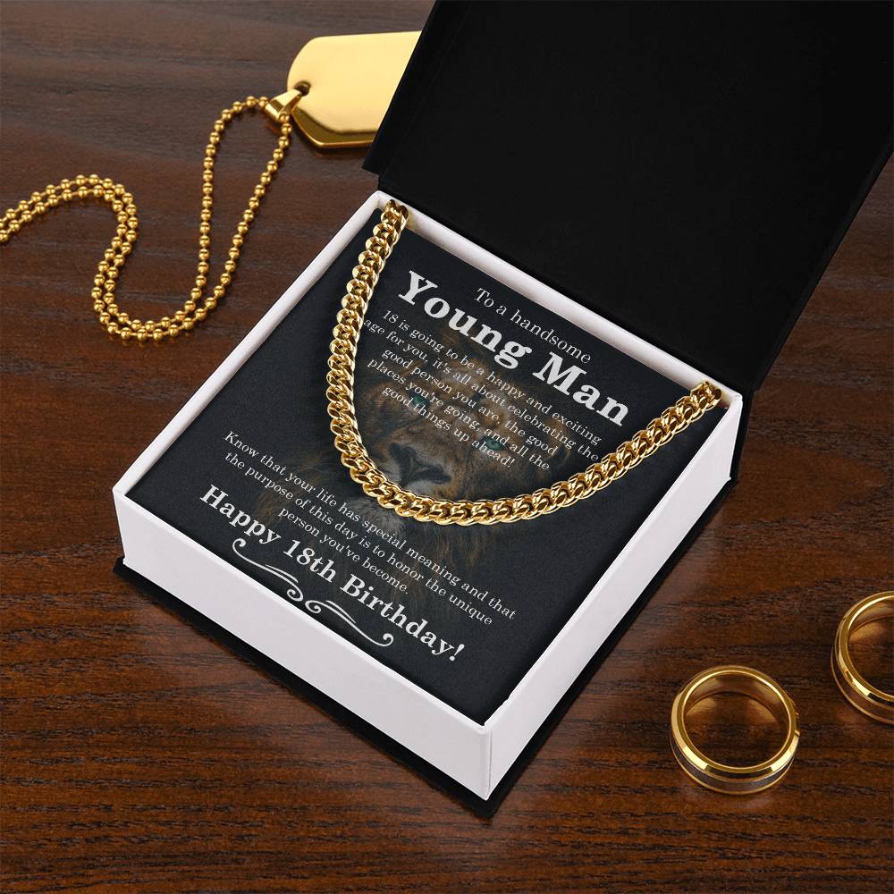 18Th Birthday Gift For Boys Gift For Eighteen Year Old Son Birthday 18Th Grandson Cuban Link Chain