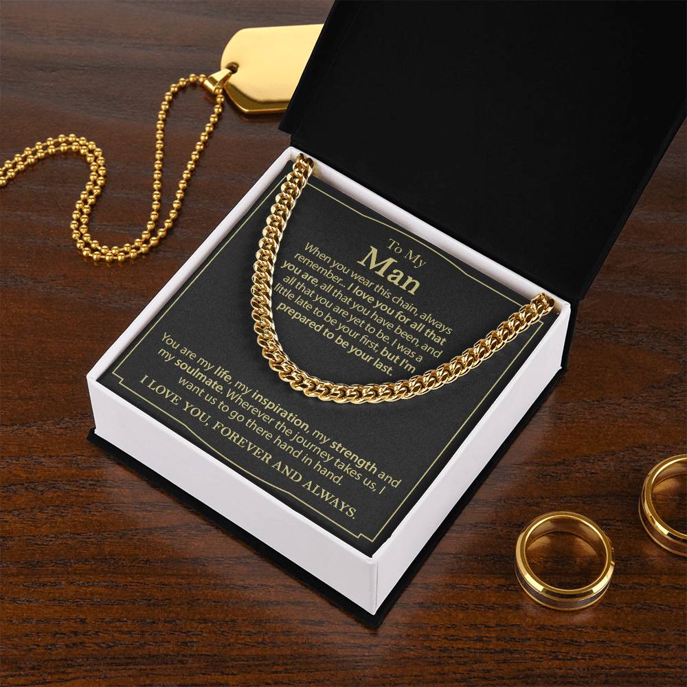 To My Man Necklace Cuban Chain Necklace For Him Romantic Birthday Gifts For Men Cuban Link Chain