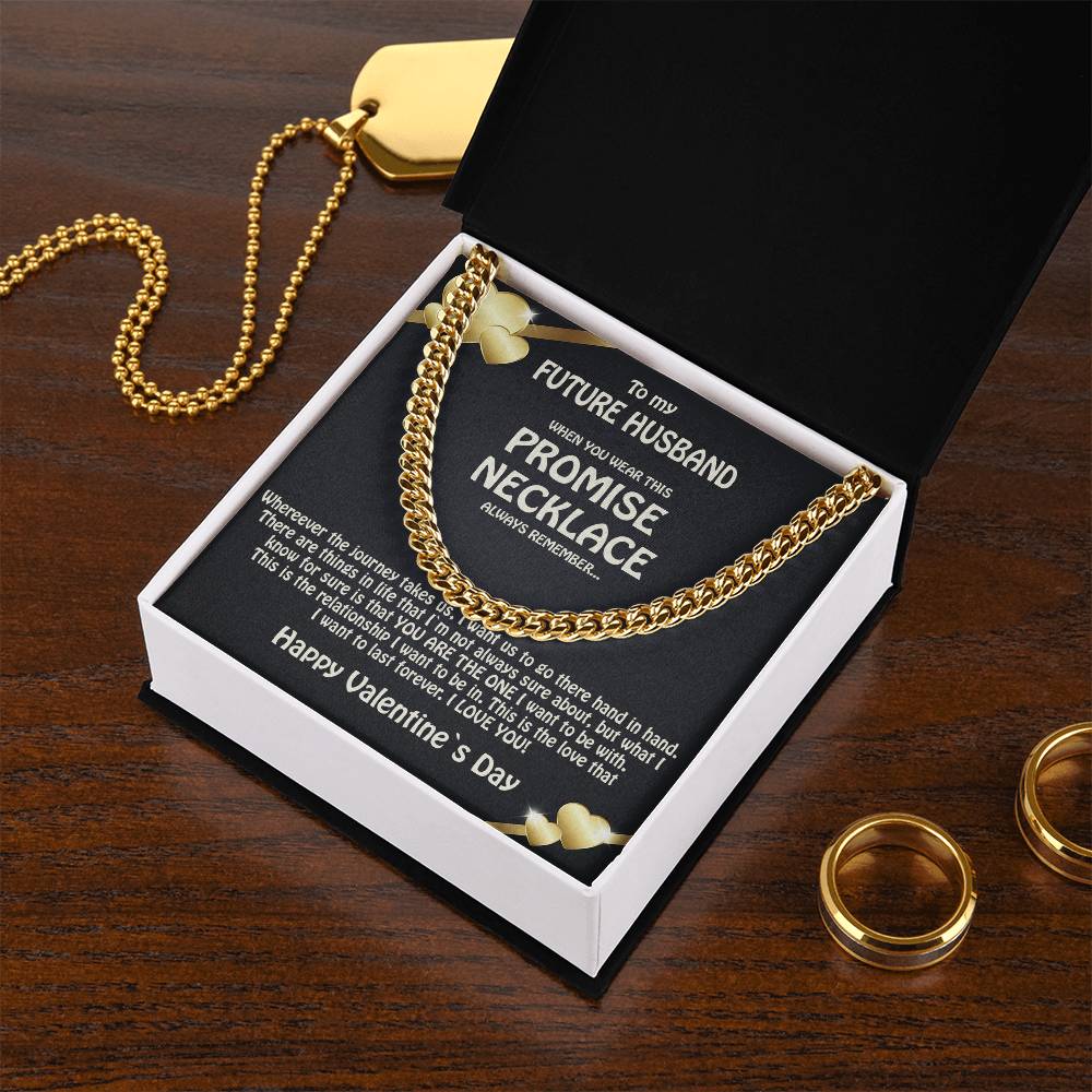 To My Future Husband Promise Necklace Solid Cuban Link Chain