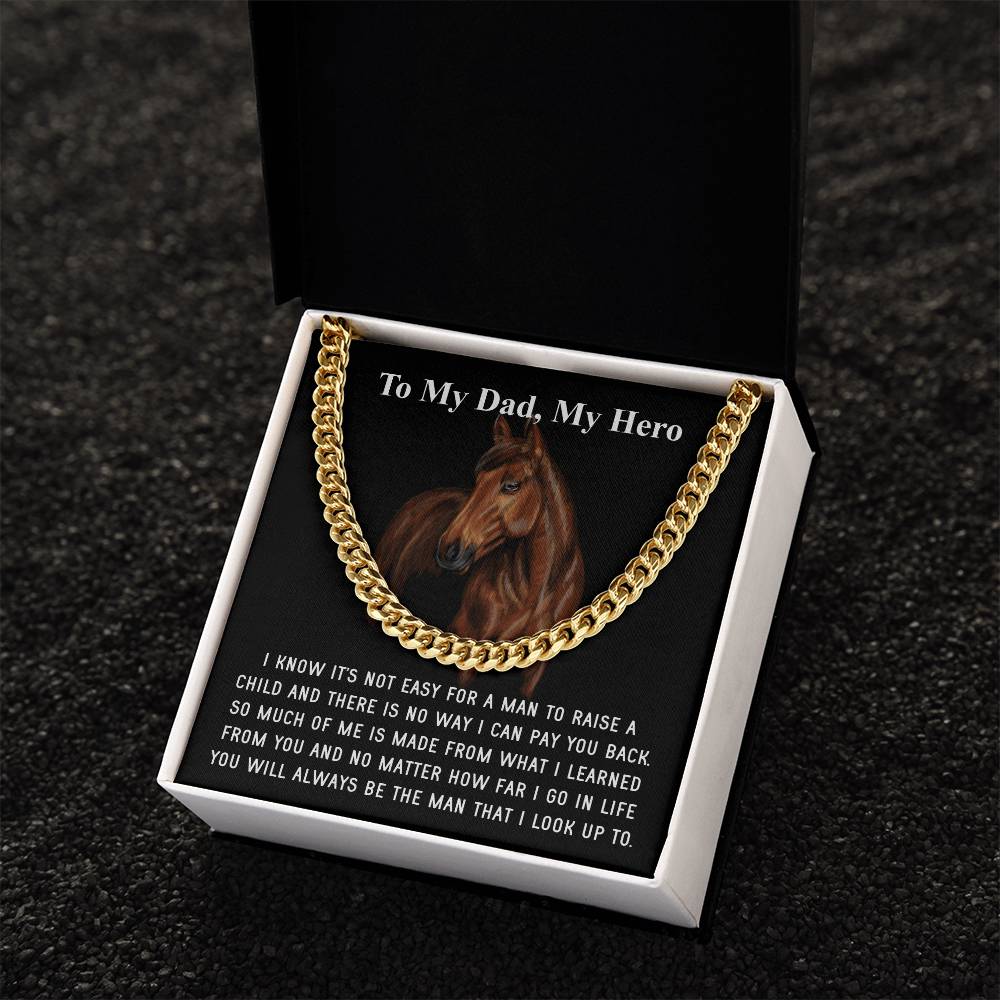 Gifts For Dad From Daughter Fathers Day Gift From Son Silver Cuban Link Chain Dad Birthday Gift For Horse Lover Father