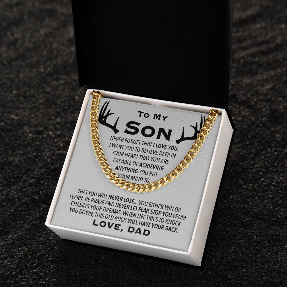 To My Son Link Chain Necklace Cuban Link Chain