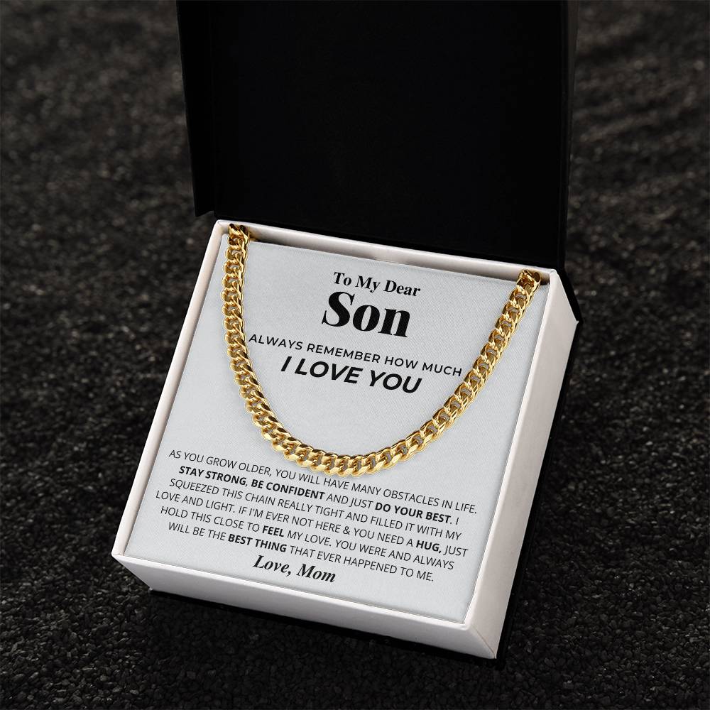 Gift To Son From Mom To My Dear Son Necklace Son Birthday Graduation Gift To Grown Up Son Cuban Link Chain