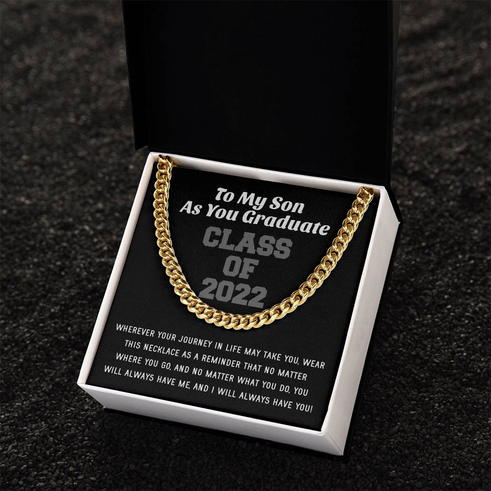 Son Graduation Class Of 2022 High School Graduation College Graduation Gift For Son Mens Gold Cuban Link Chain Necklac