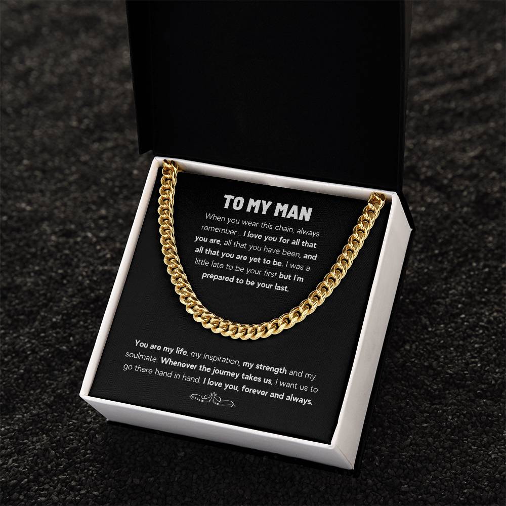 To My Man Chain Gift Set Cuban Link Chain