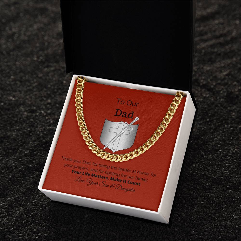 To Our Dad Gift For Him Cuban Link Chain Necklace Cuban Chain Necklace Stainless Steel 14K Yellow Gold Christmas Gift