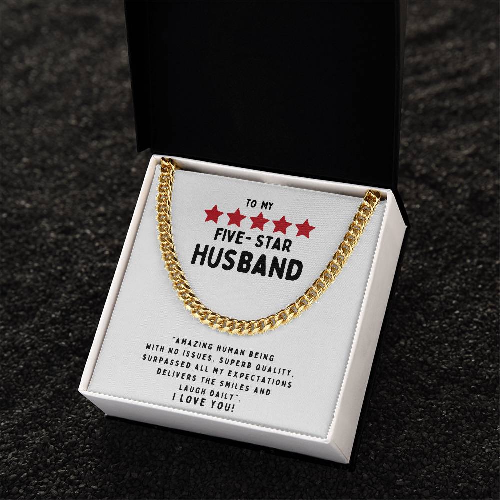 To My Five Star Husband Necklace Cuban Link Chain