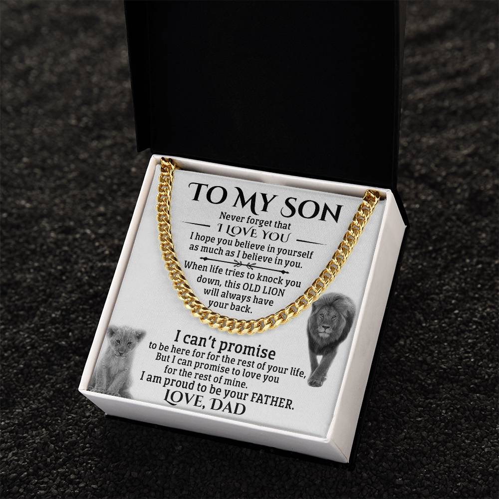 To My Son Gift From Dad Father To Son Chain Necklace Sentimental Gift For Son Cuban Link Chain