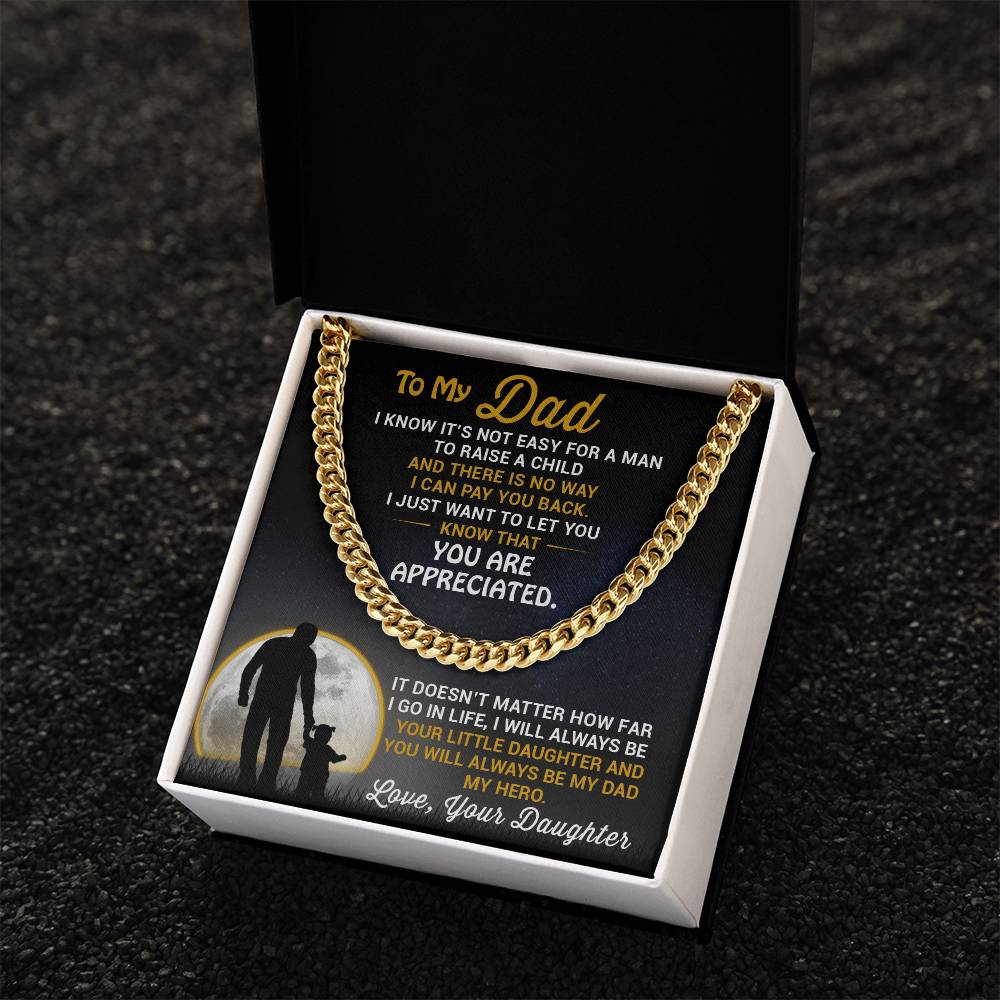 Necklace For Dad From Daughter-Best Father's Day Gift For Dad-Chain Necklace For Dad-Father's Day Jewelry Cuban Link Chain