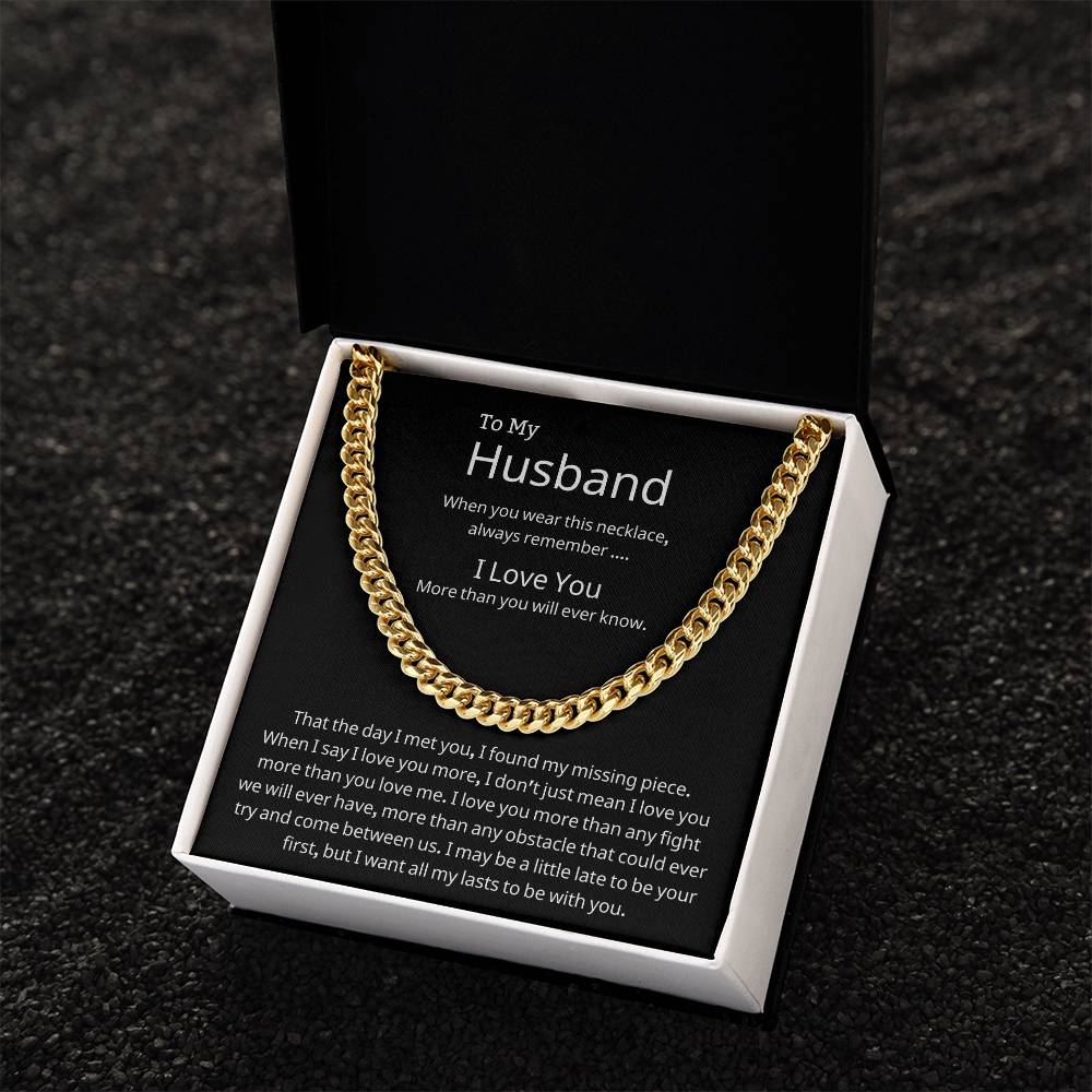 To My Husband Cuban Link Chain Necklace