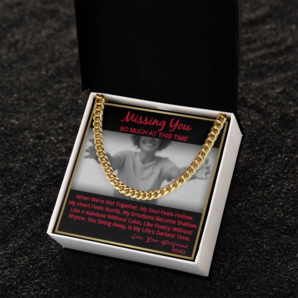 Long Distance Relationship Gift For Boyfriend Missing You Cuban Link Necklace From Girlfriend Cuban Link Chain