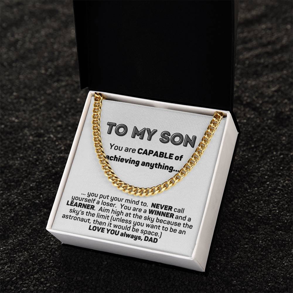 To My Son Cuban Chain Necklace Gift From Dad Cuban Link Chain