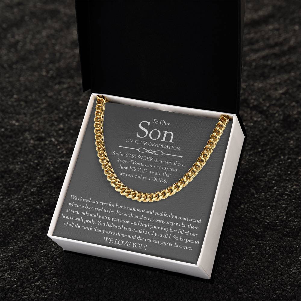 To Our Son Gift On Graduation Day Meaningful Graduation Gift For Son From Mom And Dad Graduation Necklace For Men Cuban Link Chain