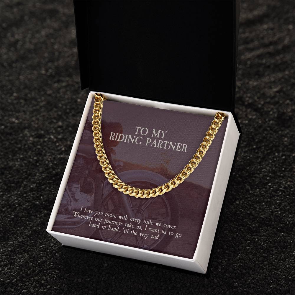 To My Riding Partner - Cuban Link Chain Necklace For Biker Husbandboyfriend From Wifegirlfriend Sterling Silver Neckla