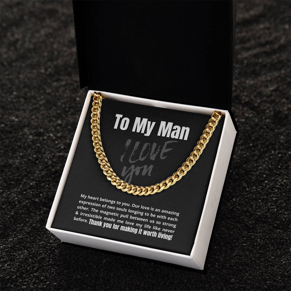 To My Man - My Heart Belongs To You - Cuban Link Chain Necklace