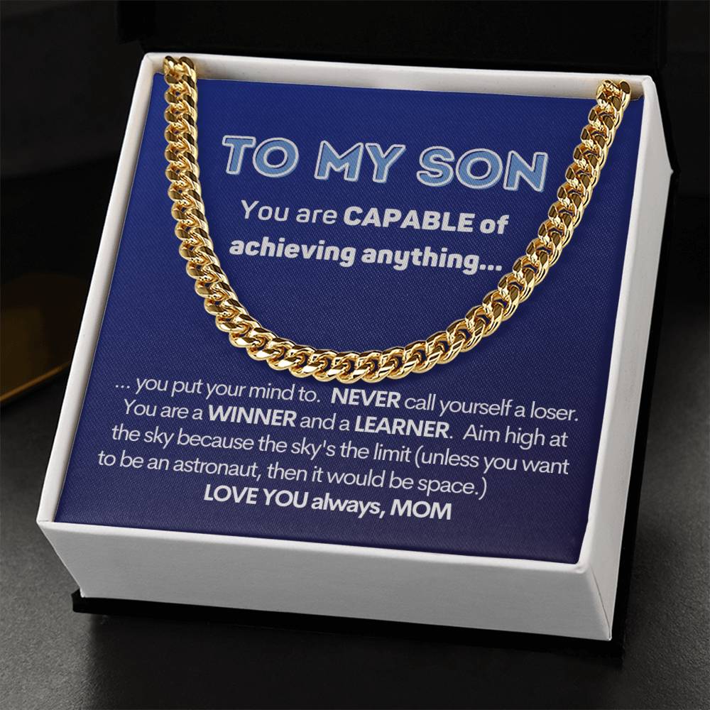 To My Son Cuban Chain Necklace Gift From Mom Cuban Link Chain