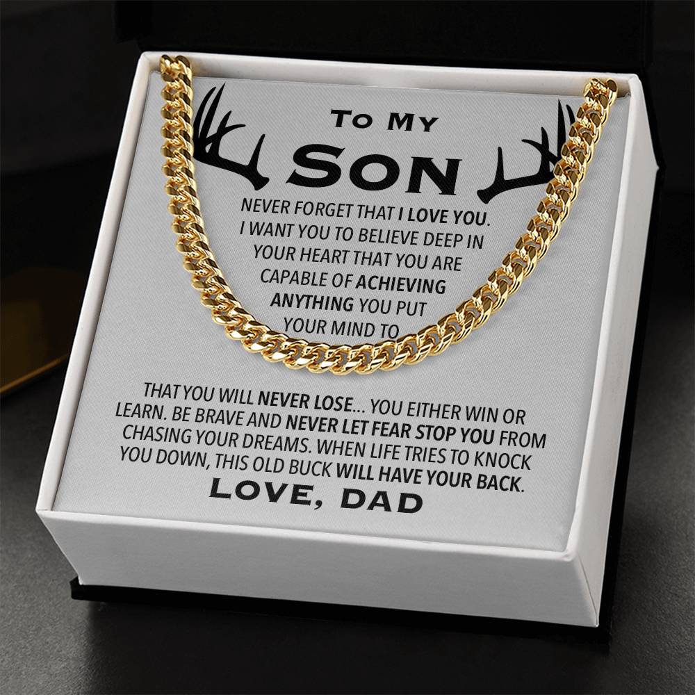 To My Son Link Chain Necklace Cuban Link Chain