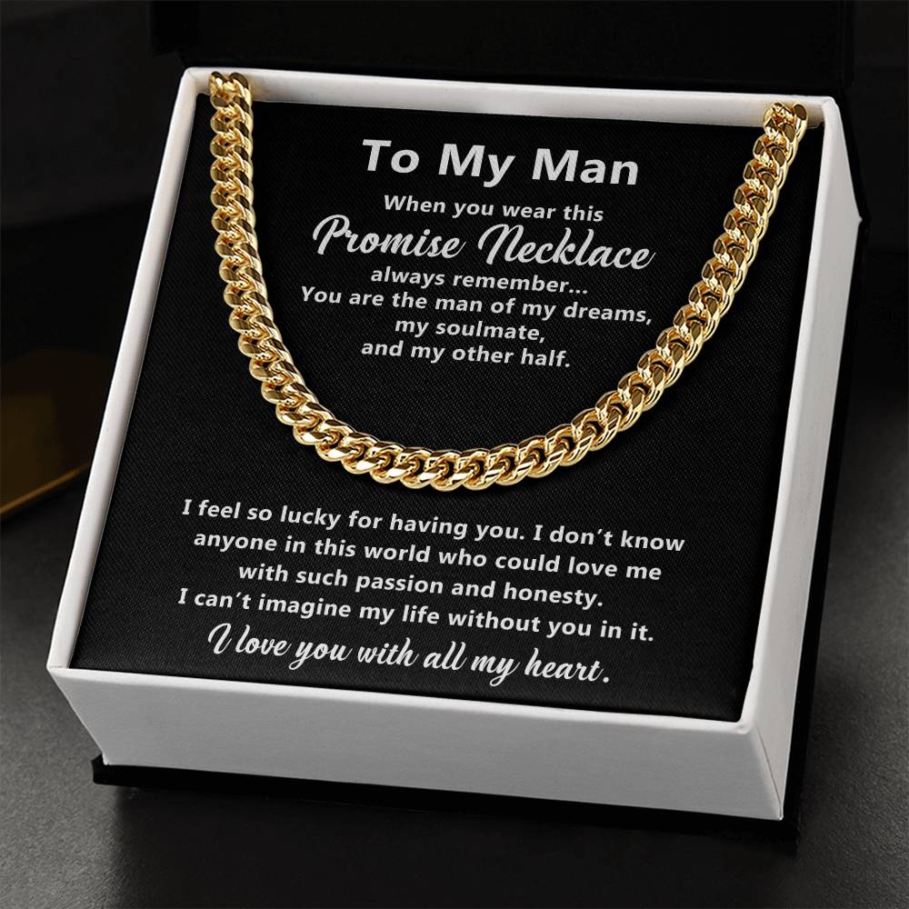 To My Man Promise Necklace Cuban Chain For Him Cuban Link Chain