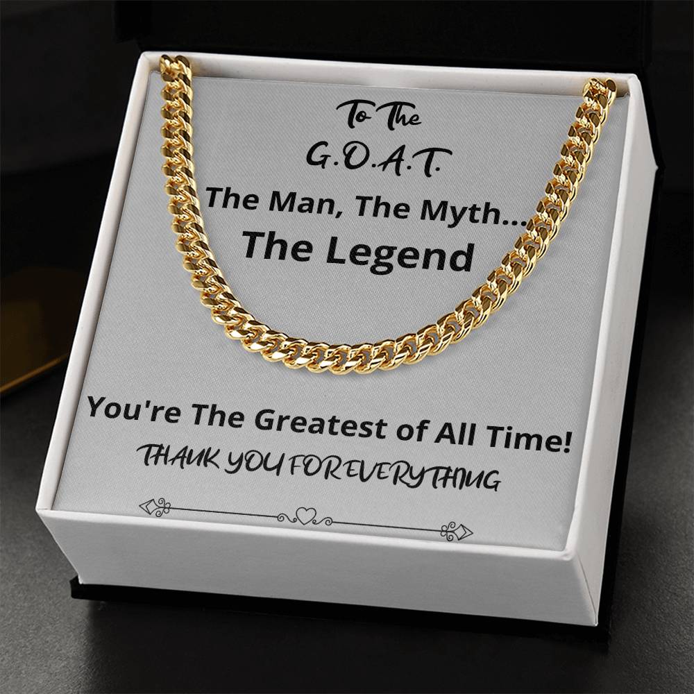 The G.O.A.T. Cuban Chain Fathers Day Birthday Christmas Gift For Men From Daughter Son Wife Girlfriend Cuban Link Chain