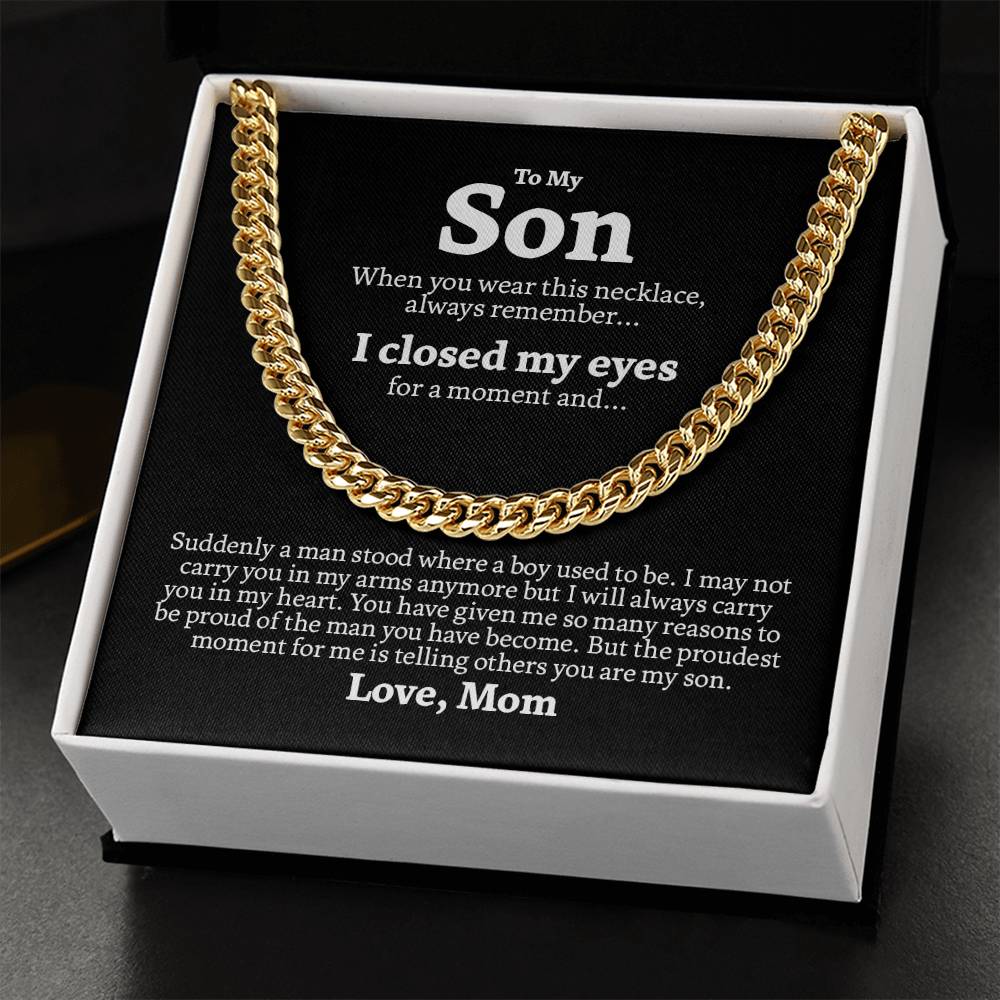 To My Son Chain Necklace Gift For Son From Mom Mother To Son Jewelry Gift Son Birthday Graduation Gift Cuban Link Chain
