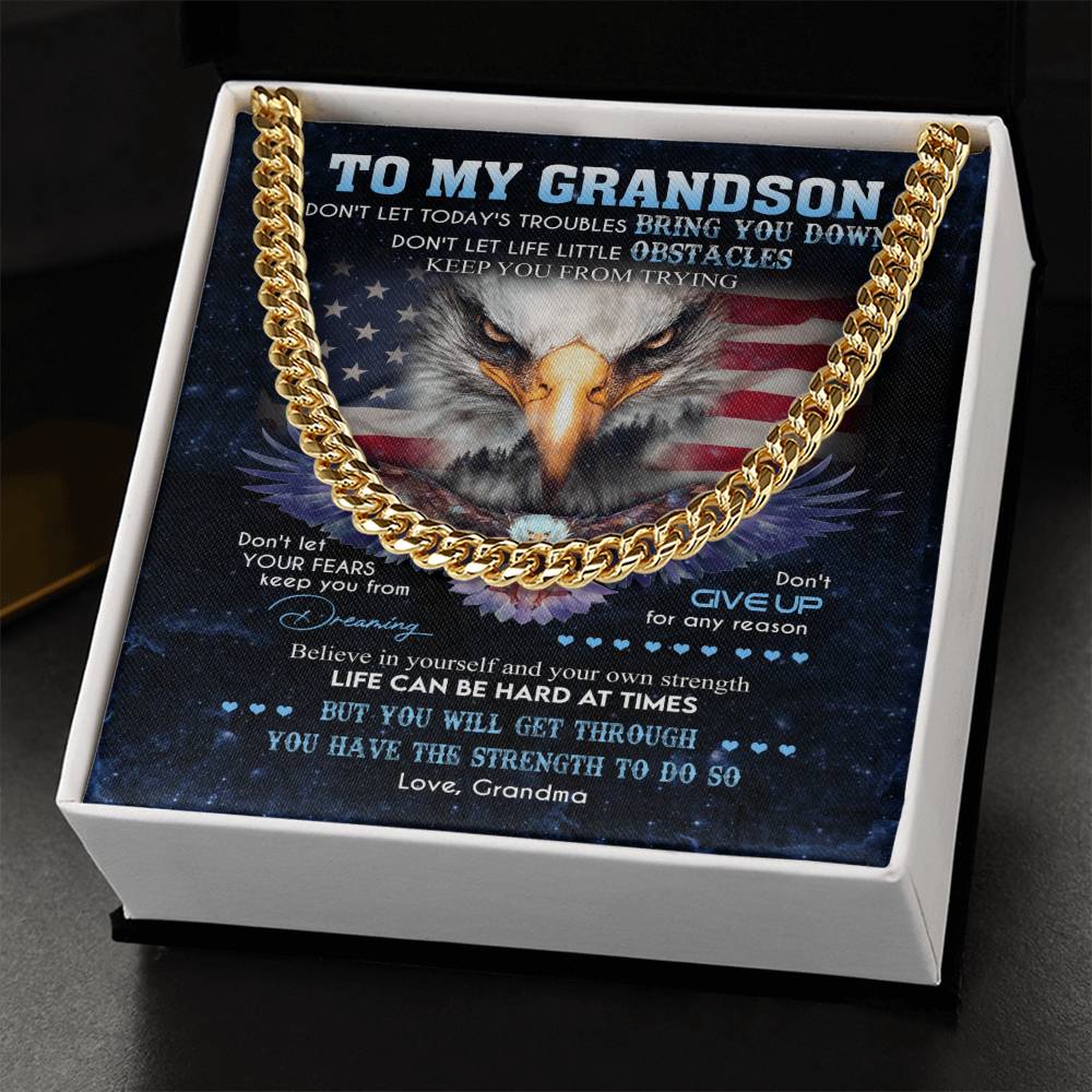 To My Grandson Cuban Link Necklace Cuban Link Chain