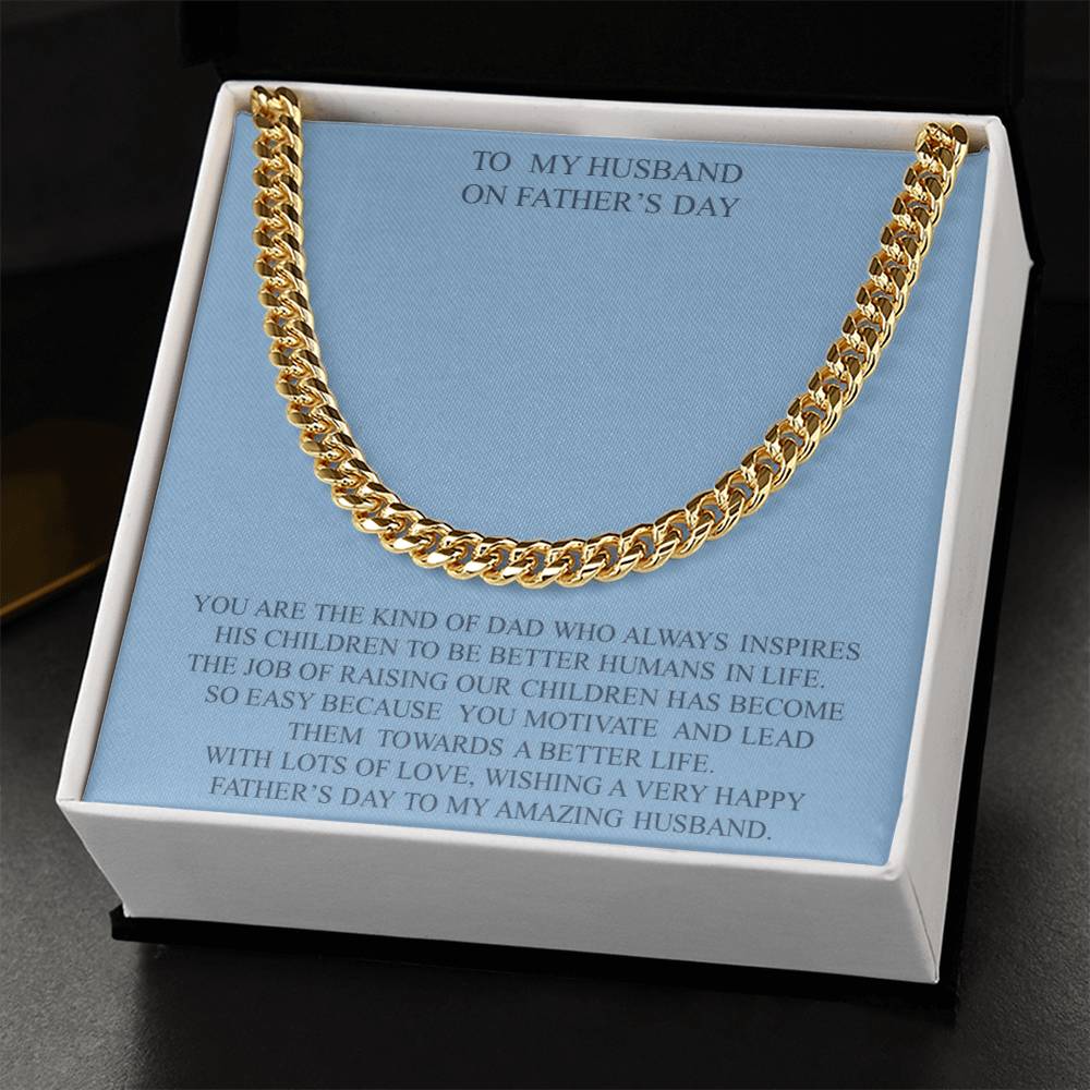 To My Husband On Father's Day Cuban Link Chain