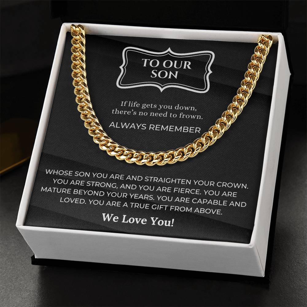 Cuban Chain Necklace Gift For Son From Parents Birthday Gift For Son Encouragement Gift For Son Cuban Link Chain
