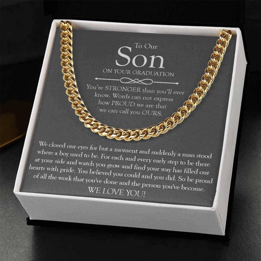 To Our Son Gift On Graduation Day Meaningful Graduation Gift For Son From Mom And Dad Graduation Necklace For Men Cuban Link Chain